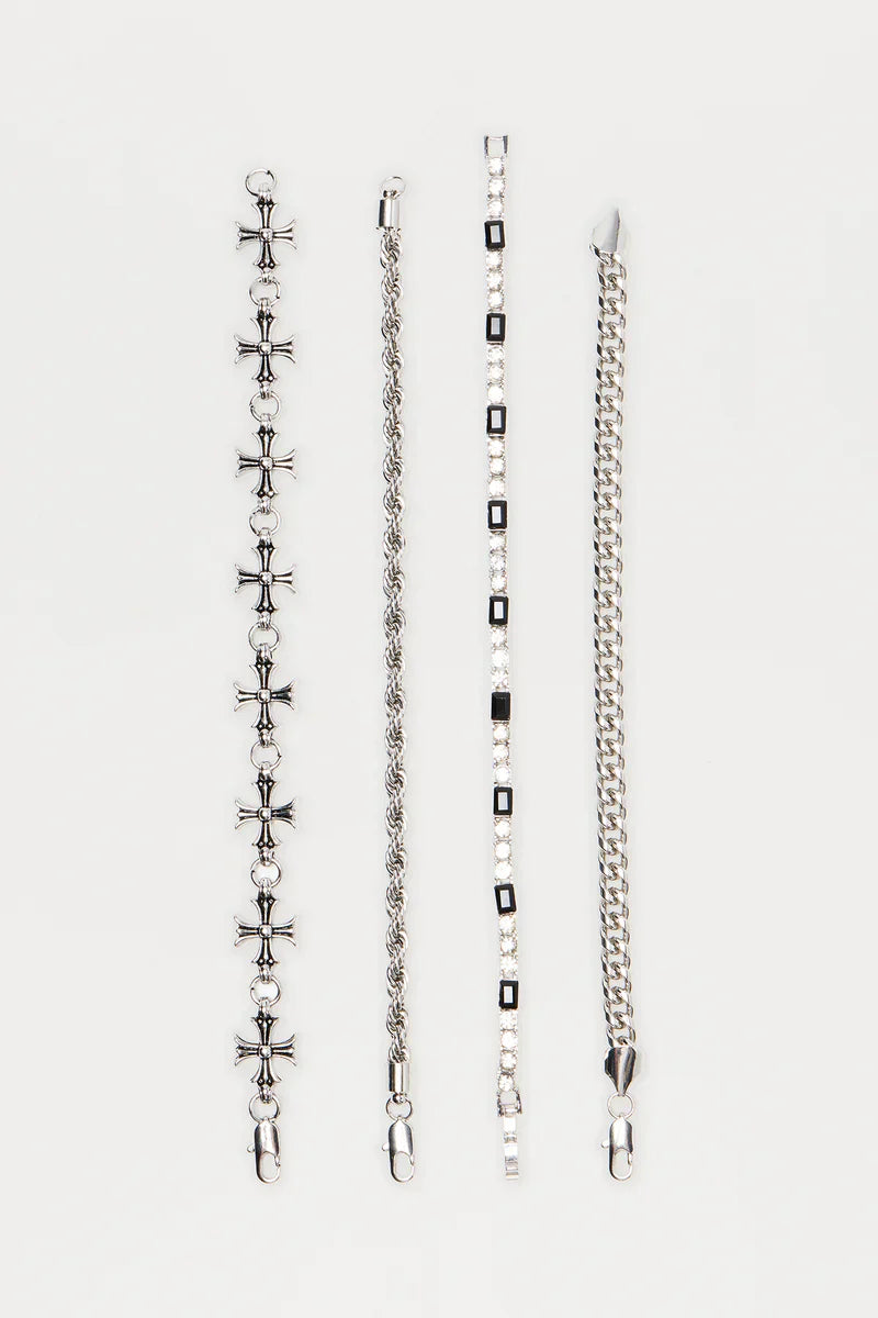 Flame To Fame Bracelet Set - Silver/Black