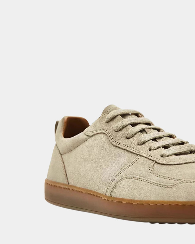 Suede Low‑Top Sneaker - Beige