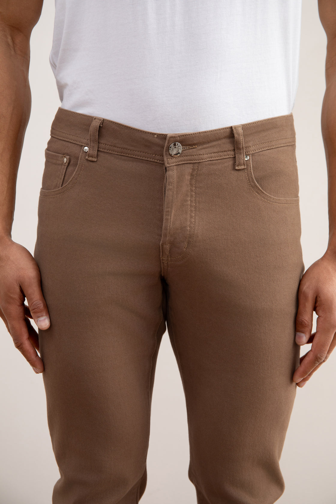 Dark Taupe Stretch Five-pockets Jeans