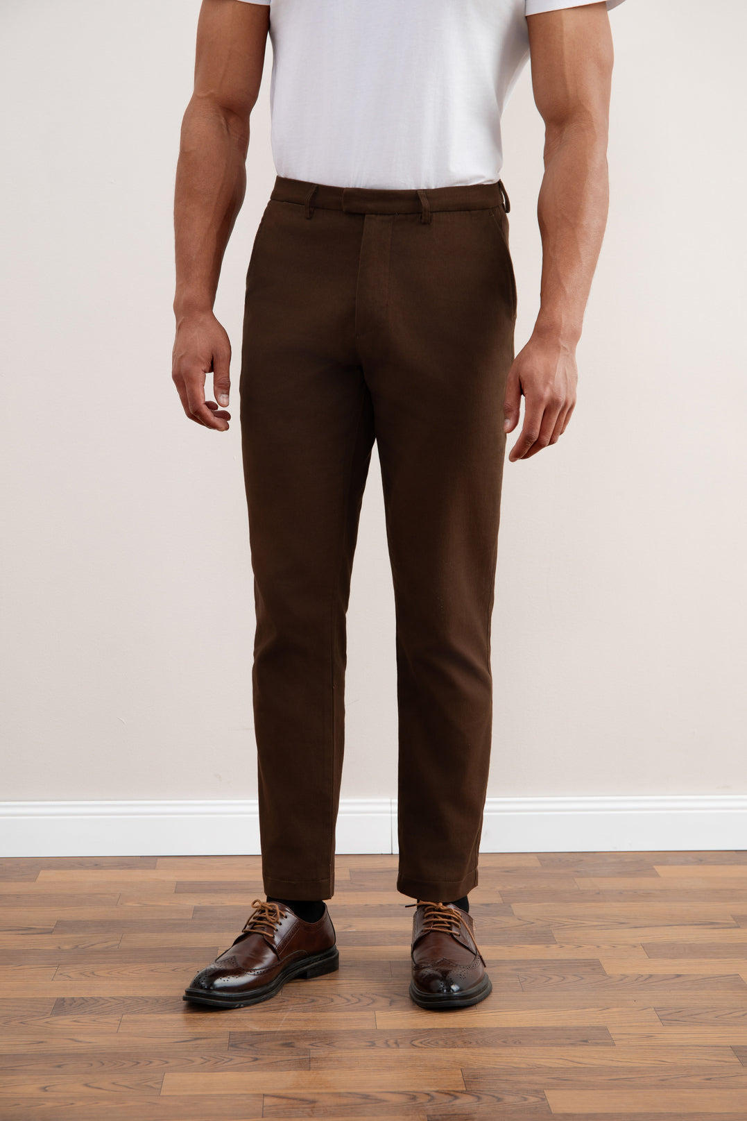 Dark Brown Straight-Fit Winter Pants