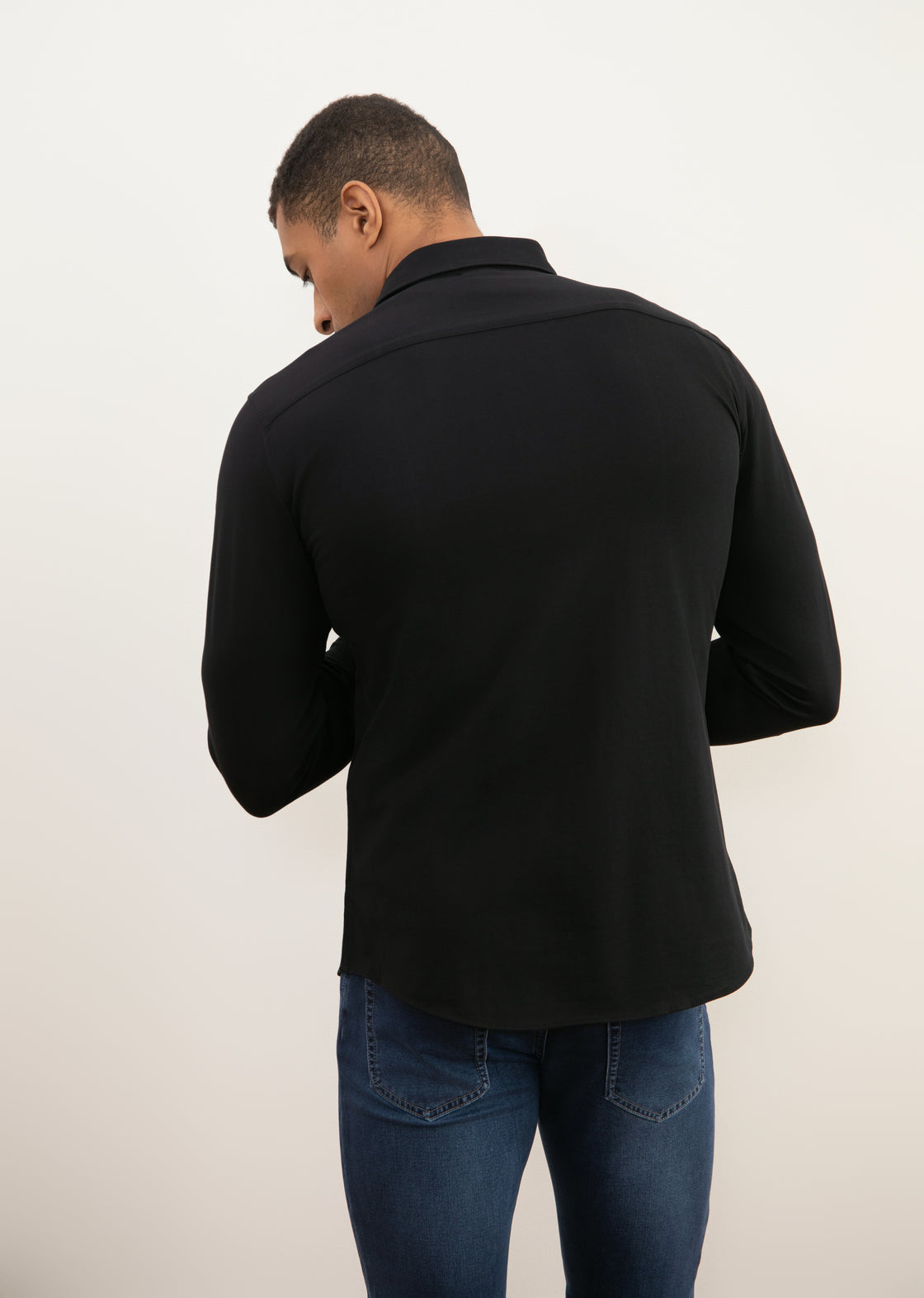 Black Cotton-Piqué Shirt