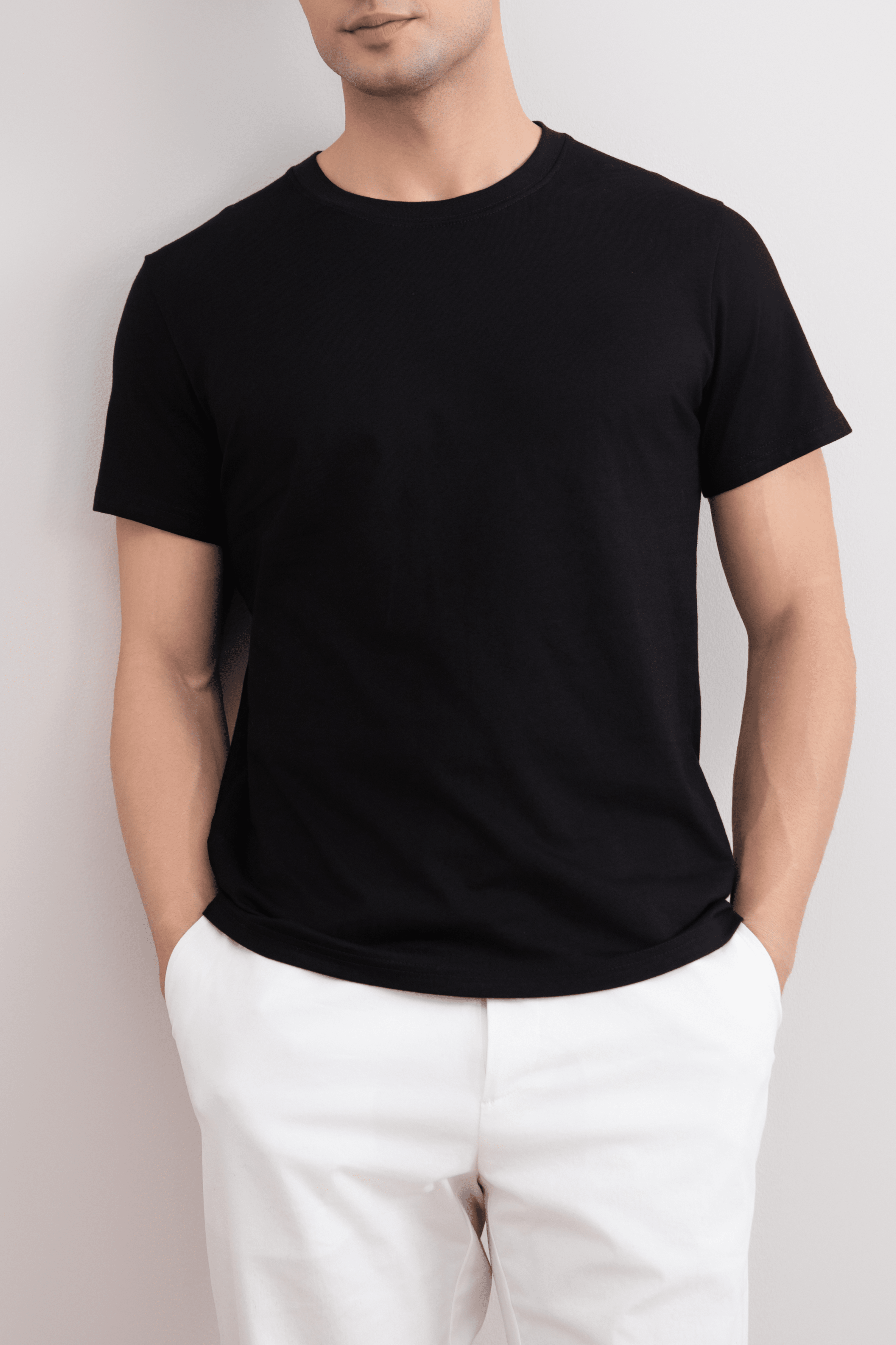 Black Slim fit Crew-neck T-shirt