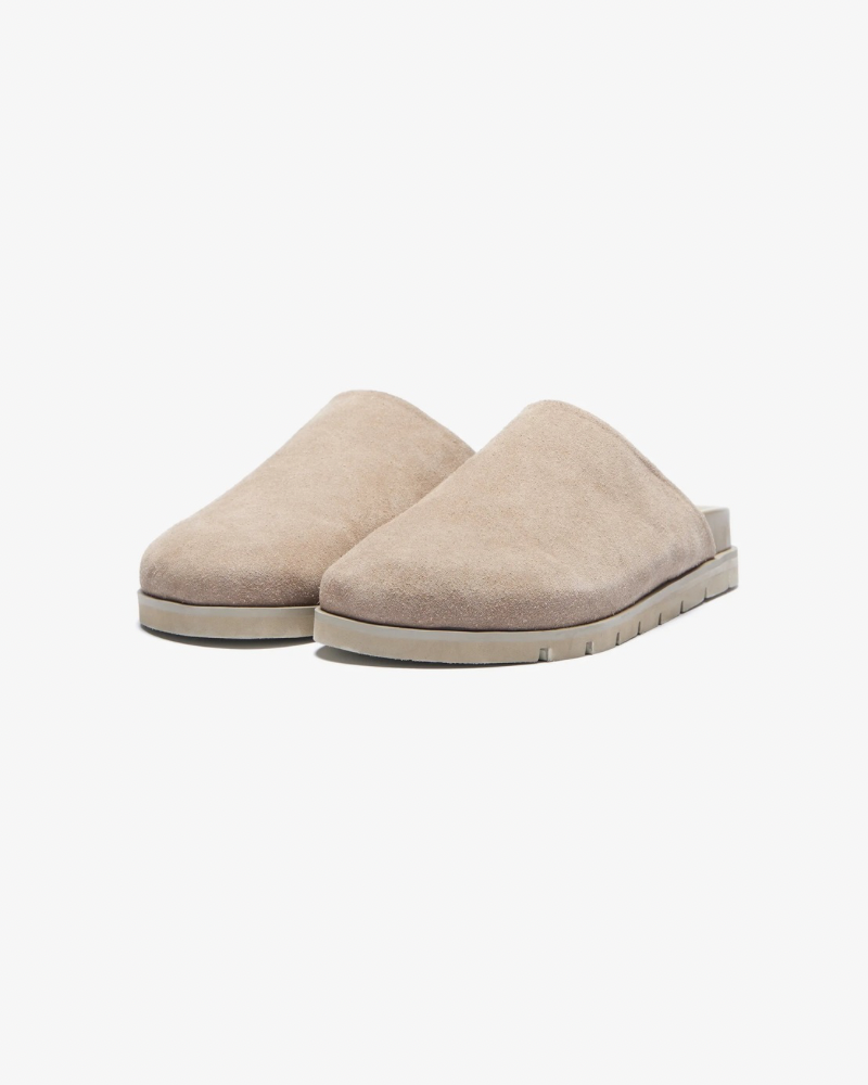 Suede slip on sandals