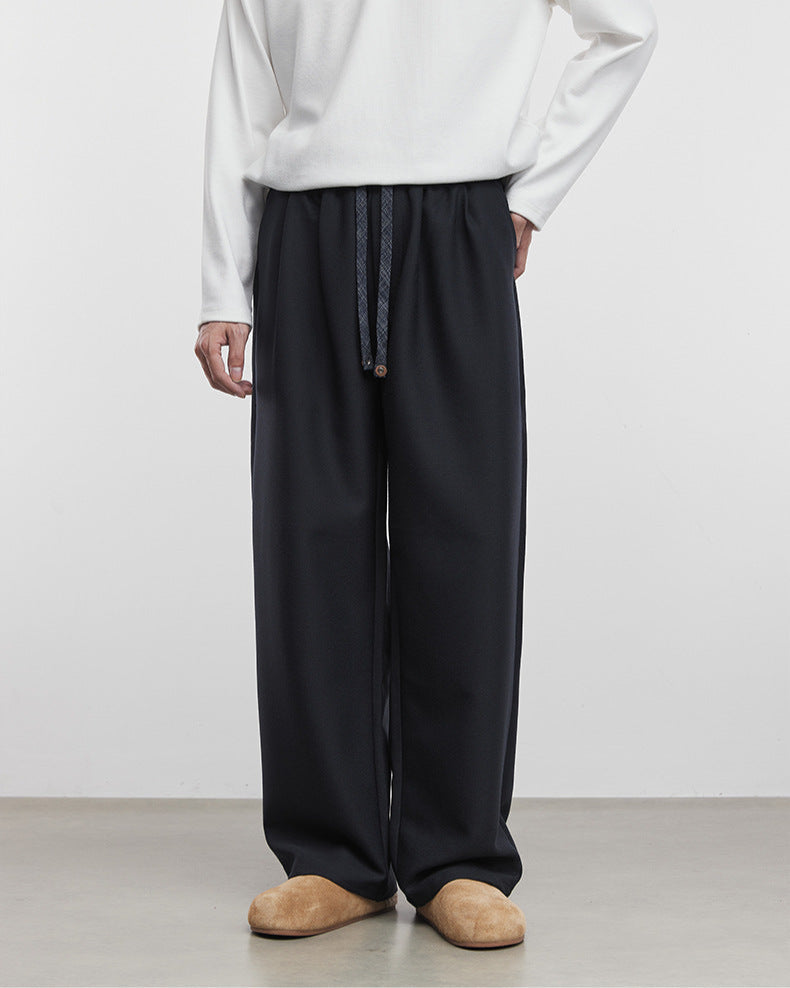 Shallow Silhouette Wide-Leg Slacks Pants