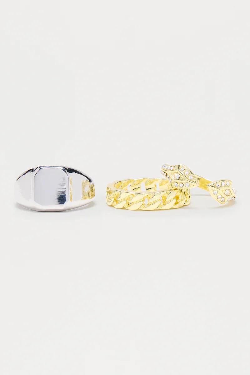 Classic Signet Ring Set - Gold/Multi