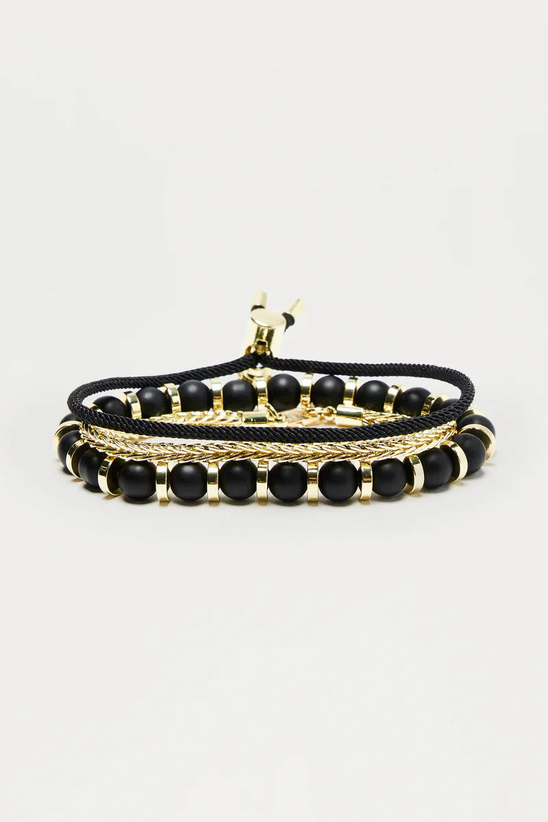 Frequent Mixed Bracelet Set - Black/Gold