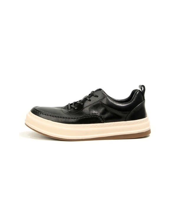 The Black Moc-Toe Leather Sneaker