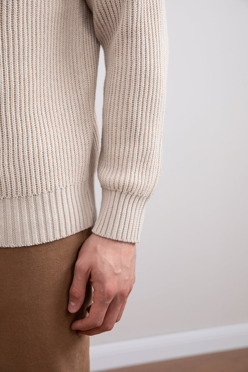 Beige English Rib Crewneck