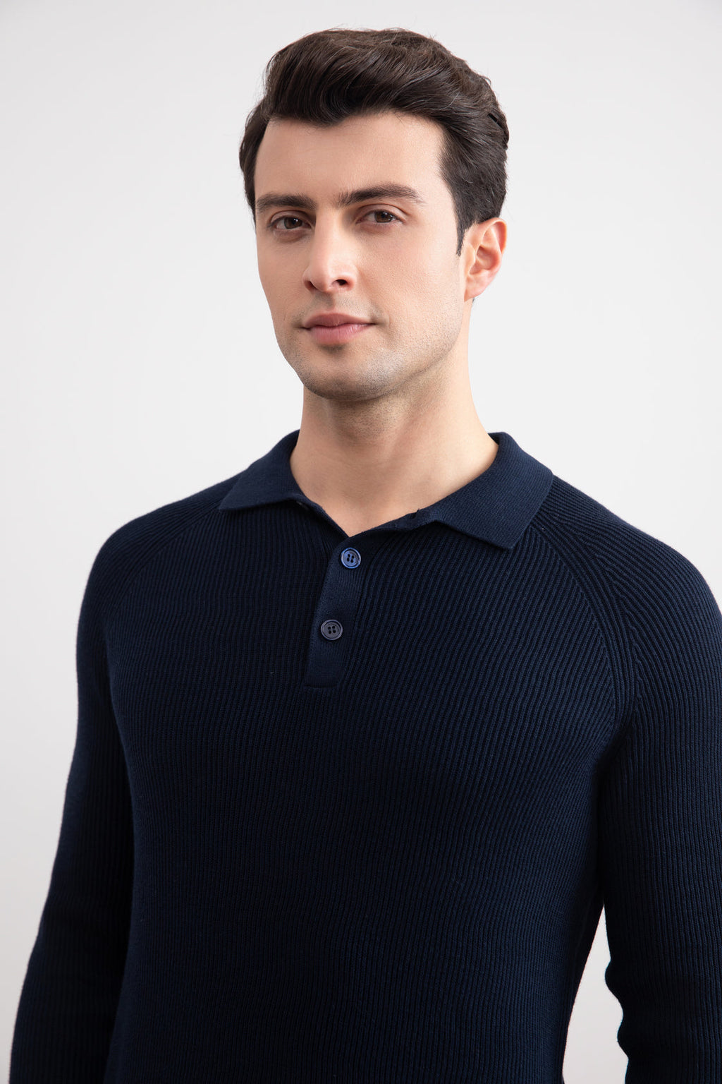 Navy English Rib Polo Shirt