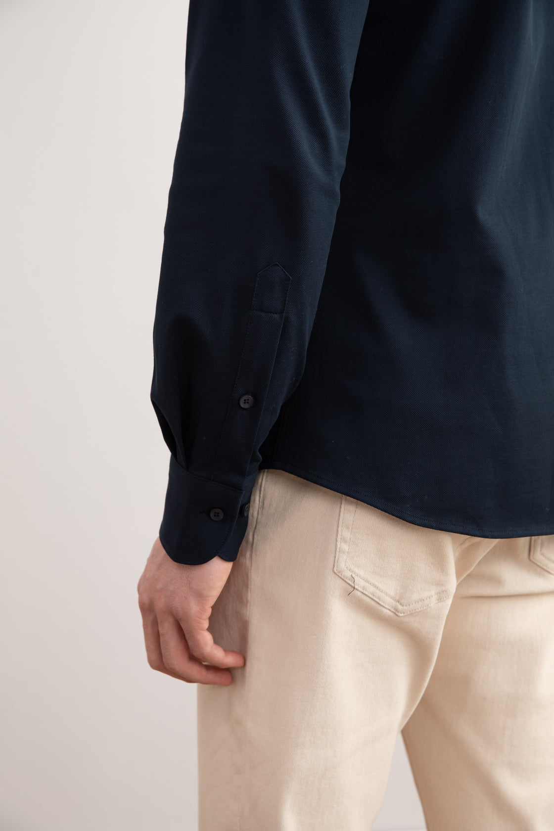 Navy Cotton-Piqué Shirt