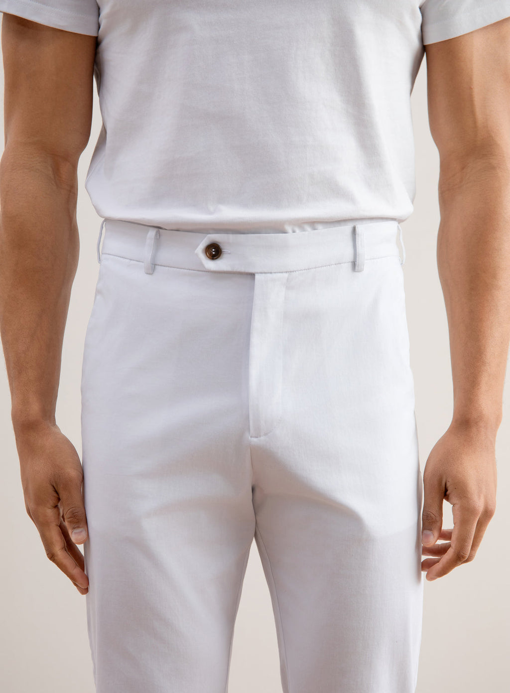 White Straight-Leg Pleated Trousers