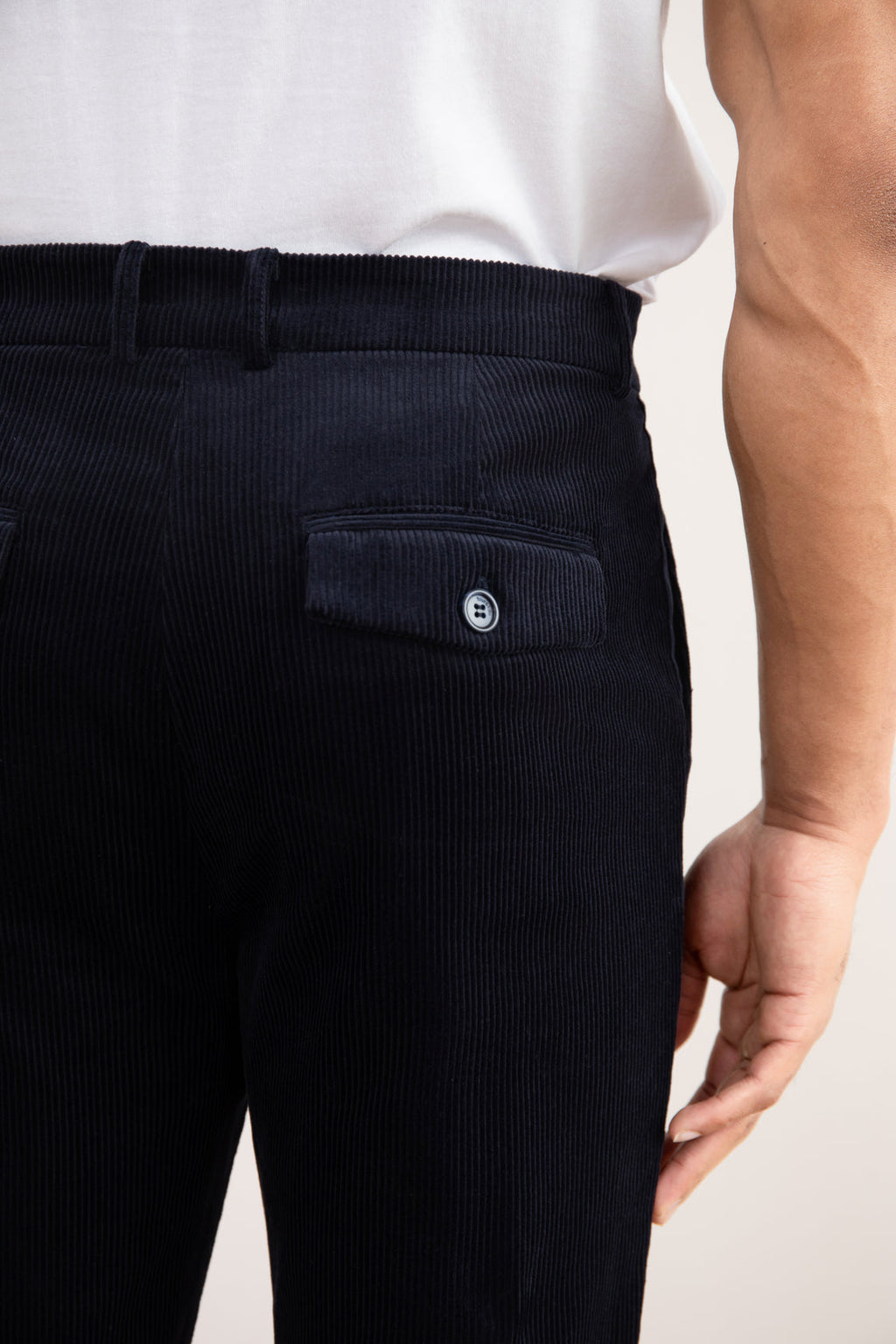 Navy Straight-Fit Corduroy Pants