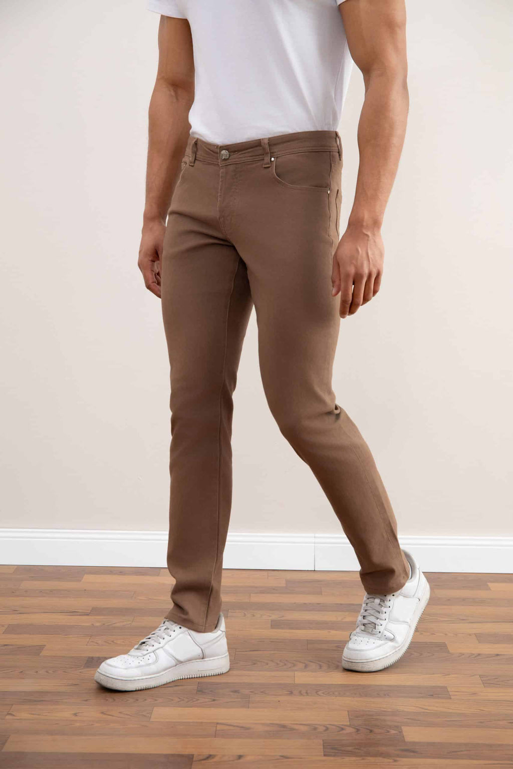 Dark Taupe Stretch Five-pockets Jeans