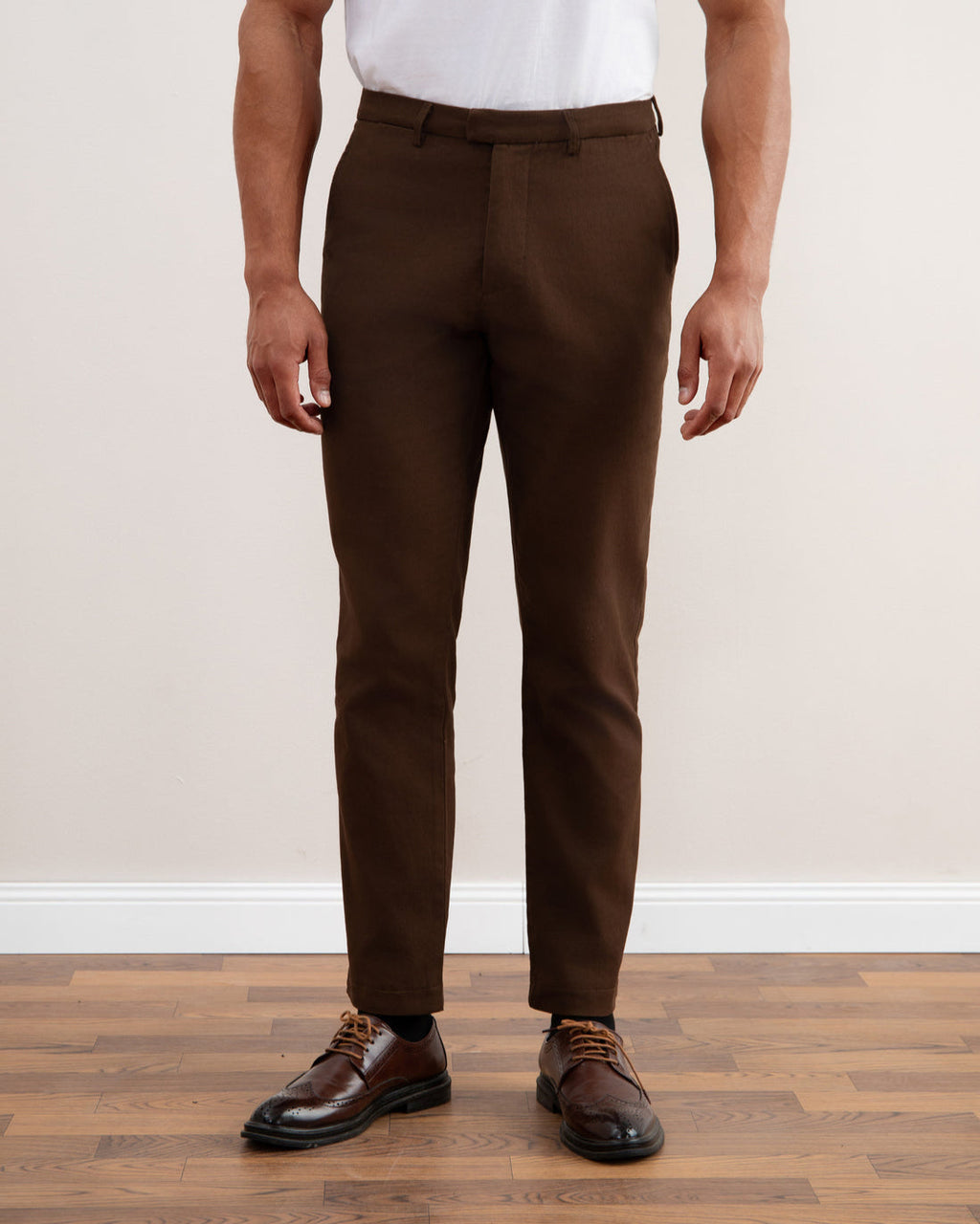 Dark Brown Straight-Fit Winter Pants