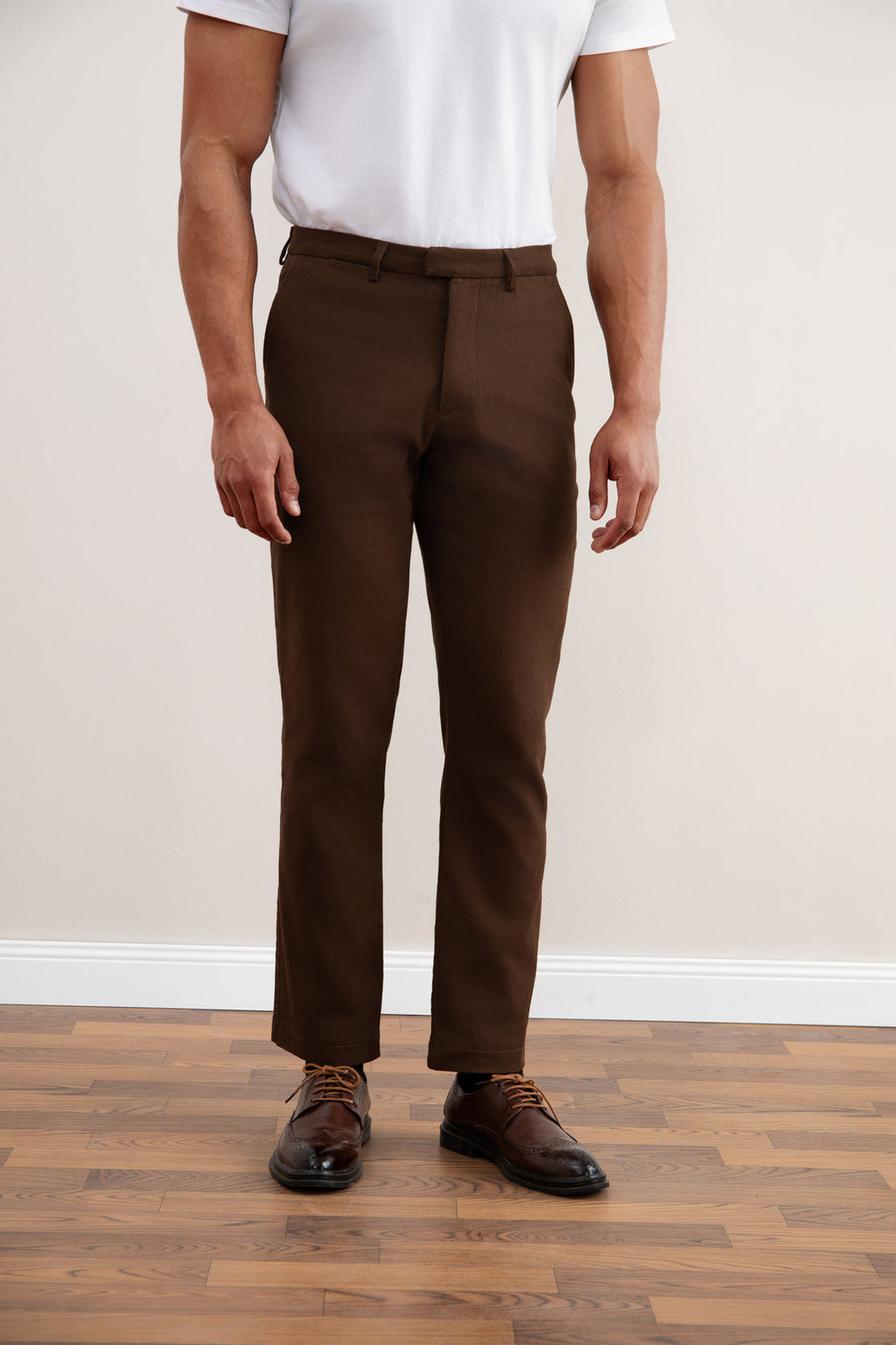 Dark Brown Straight-Fit Winter Pants