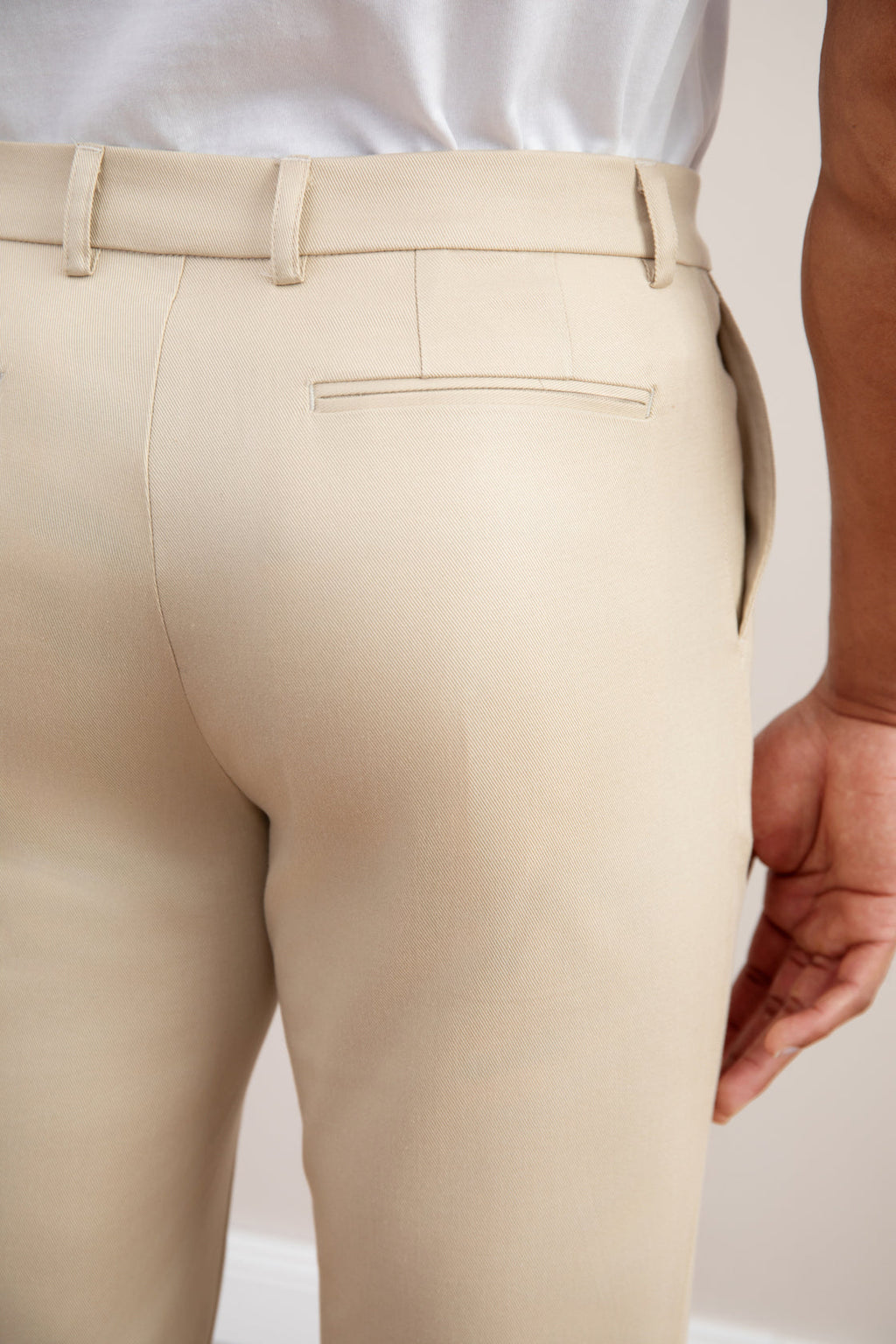 Beige Stretch Straight-Fit Chino
