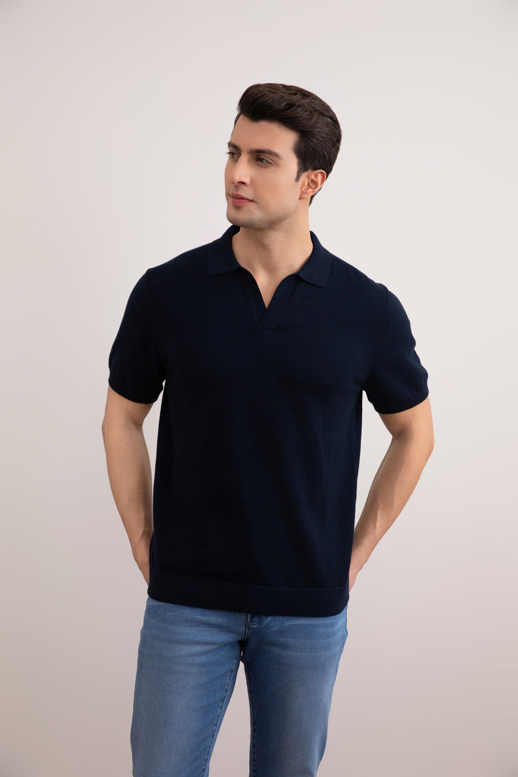 Navy Open Polo T-shirt