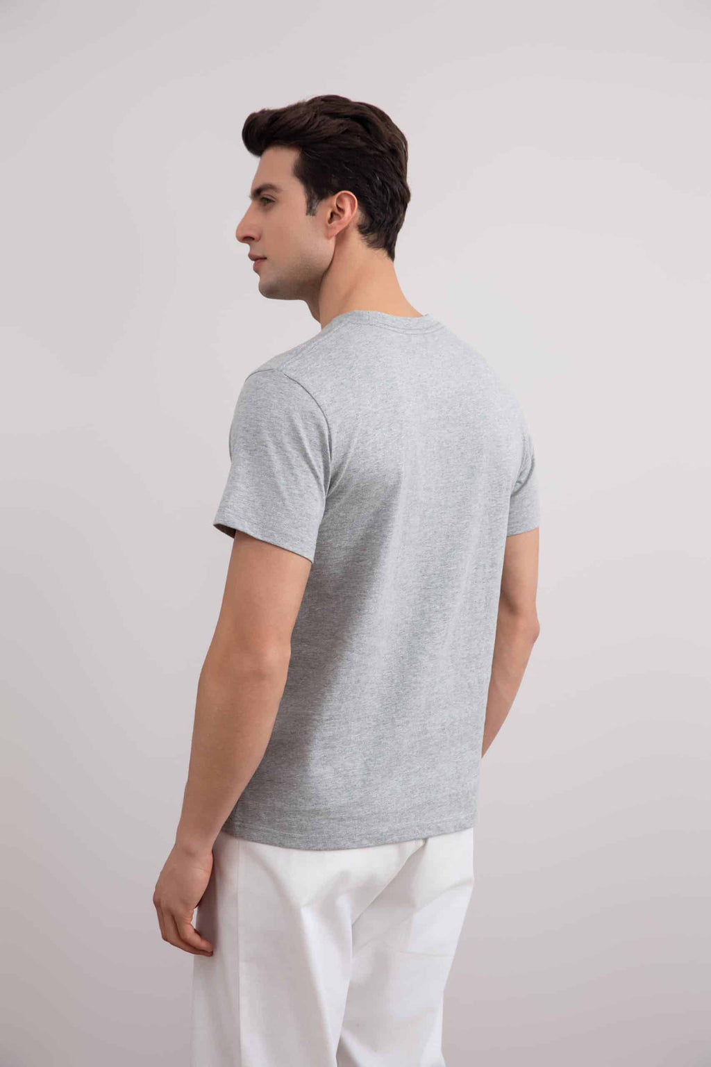 Grey Mélange Slim fit Crew-neck T-shirt