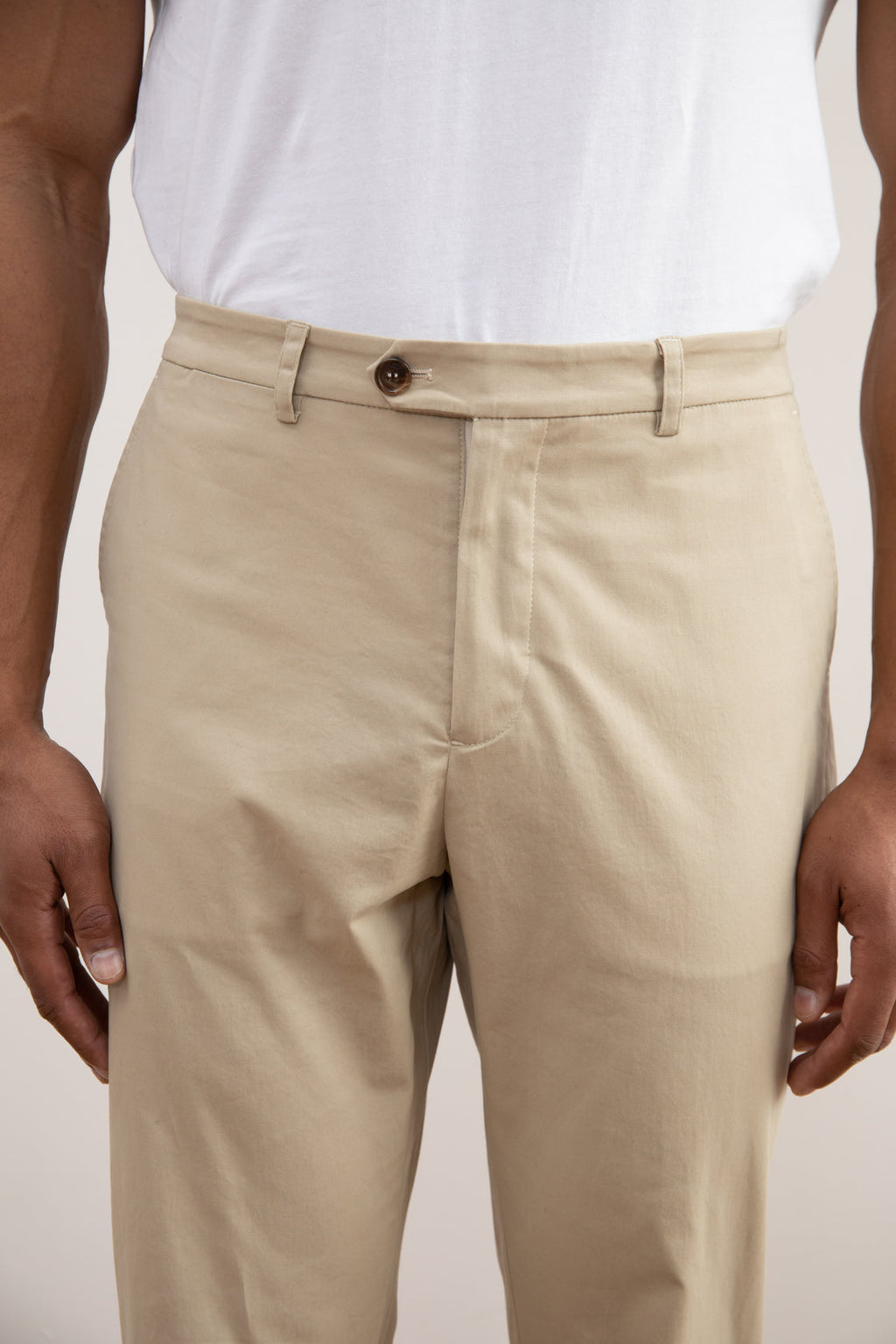 Beige Straight-Fit Chino