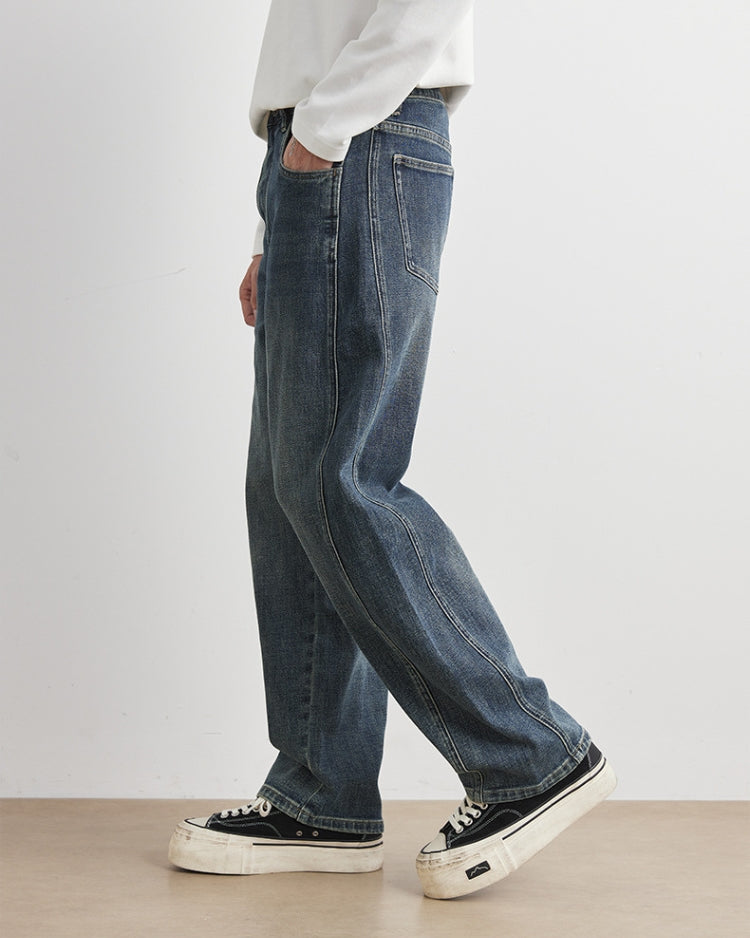 Dark Indigo Vintage Wash Wide-Leg Jeans