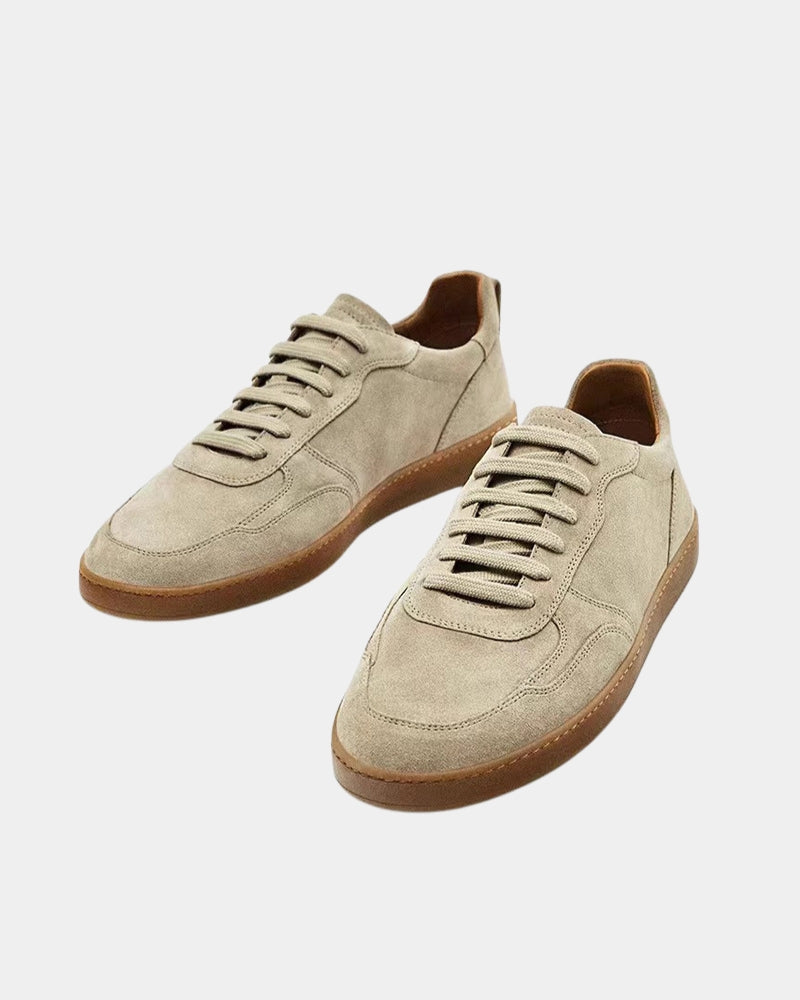Suede Low‑Top Sneaker - Beige