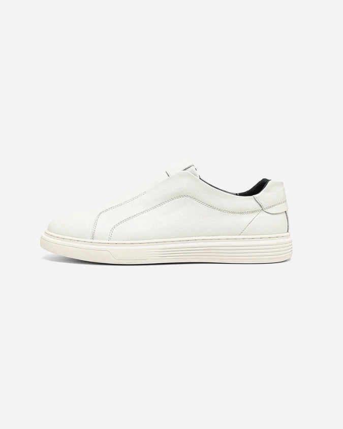 White Cow Leather Laceless Sneaker