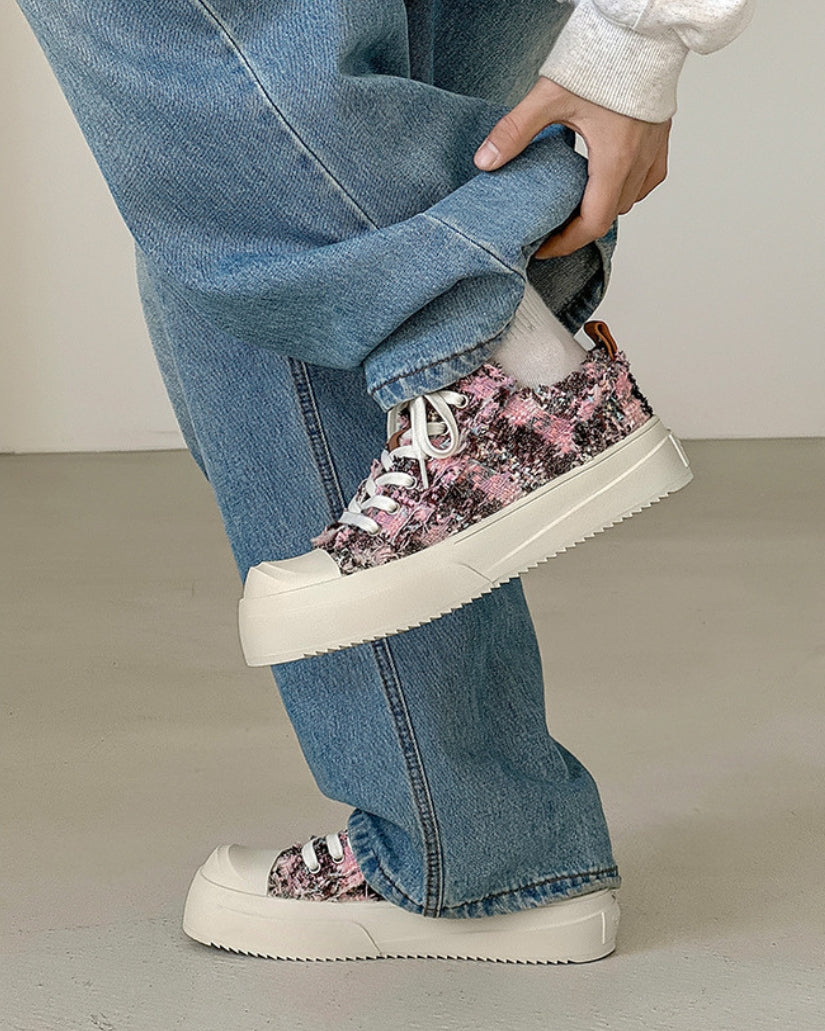 Mosaic Tweed Platform Sneakers