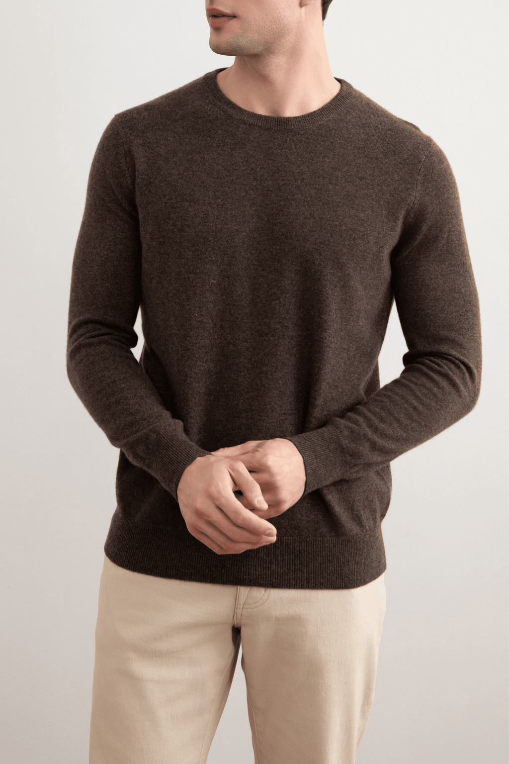 Brown Mélange Cashmere Crewneck