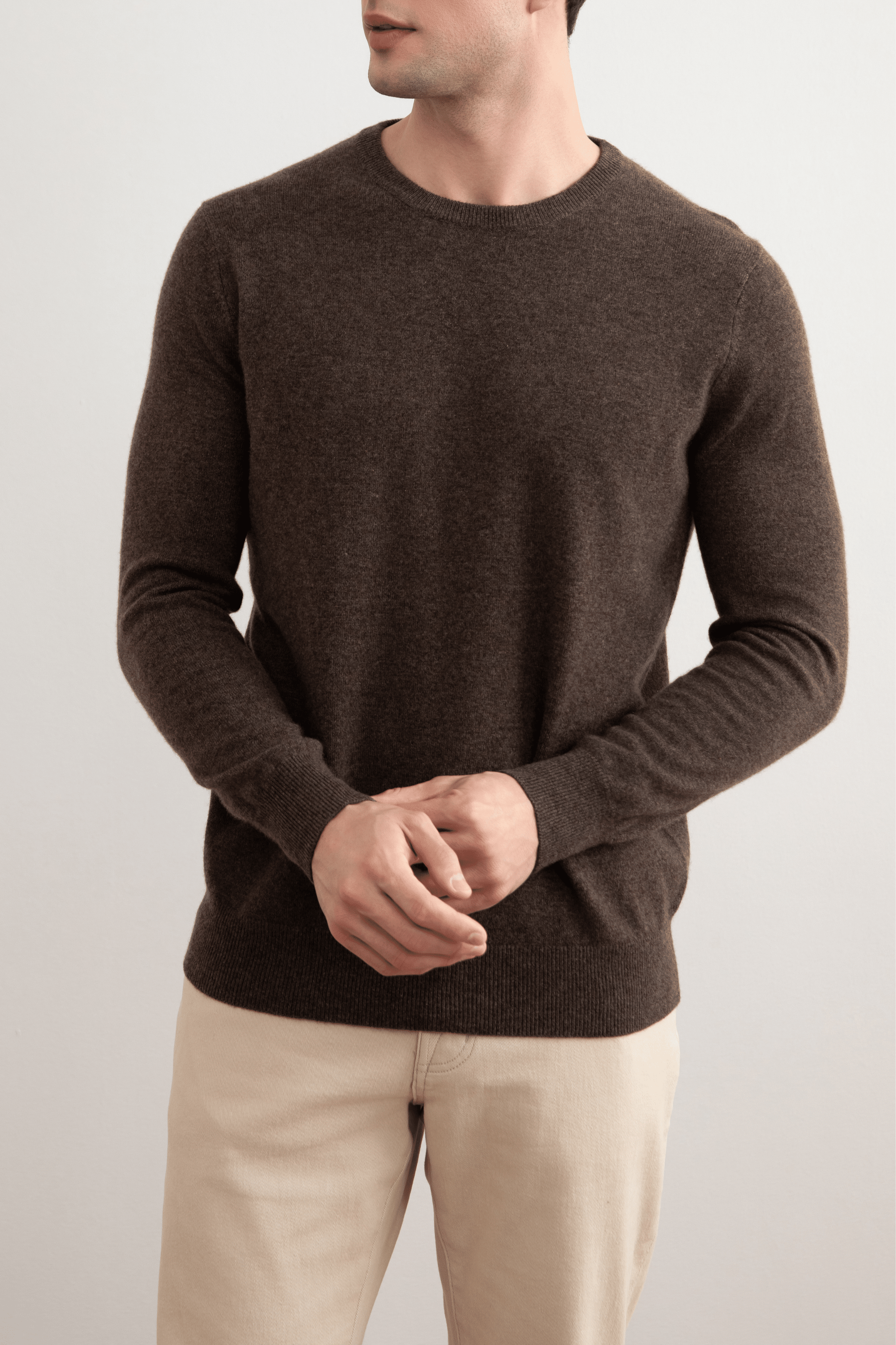 Brown Mélange Cashmere Crewneck