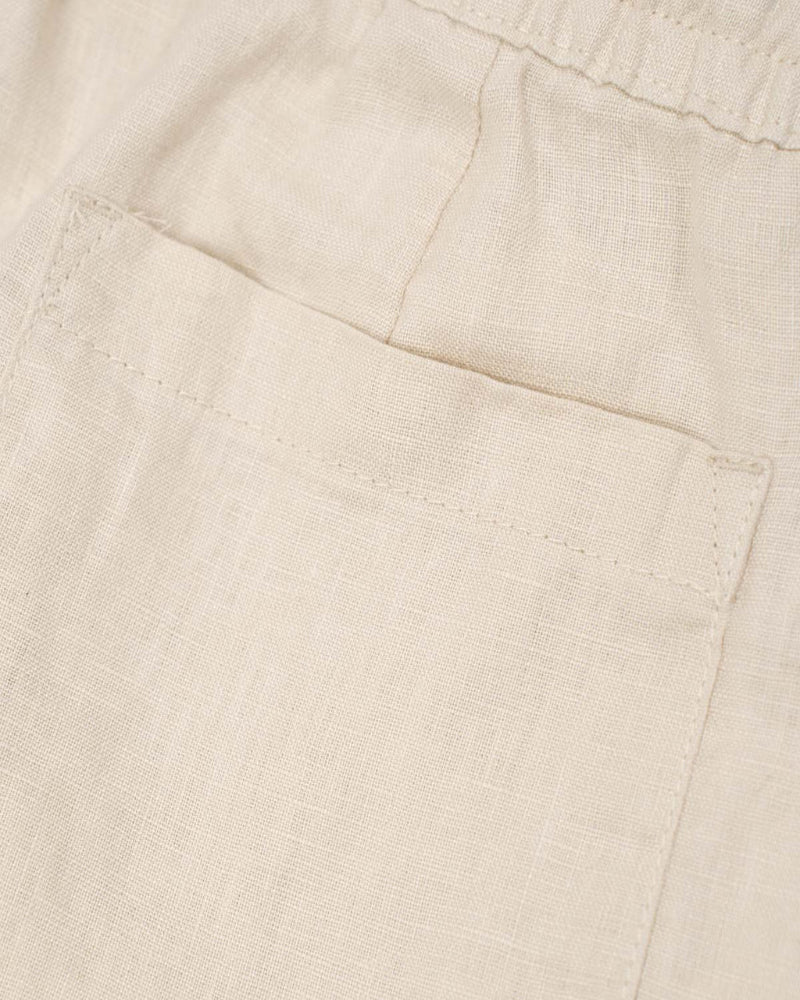 Beige Classic Baggy Linen Pants
