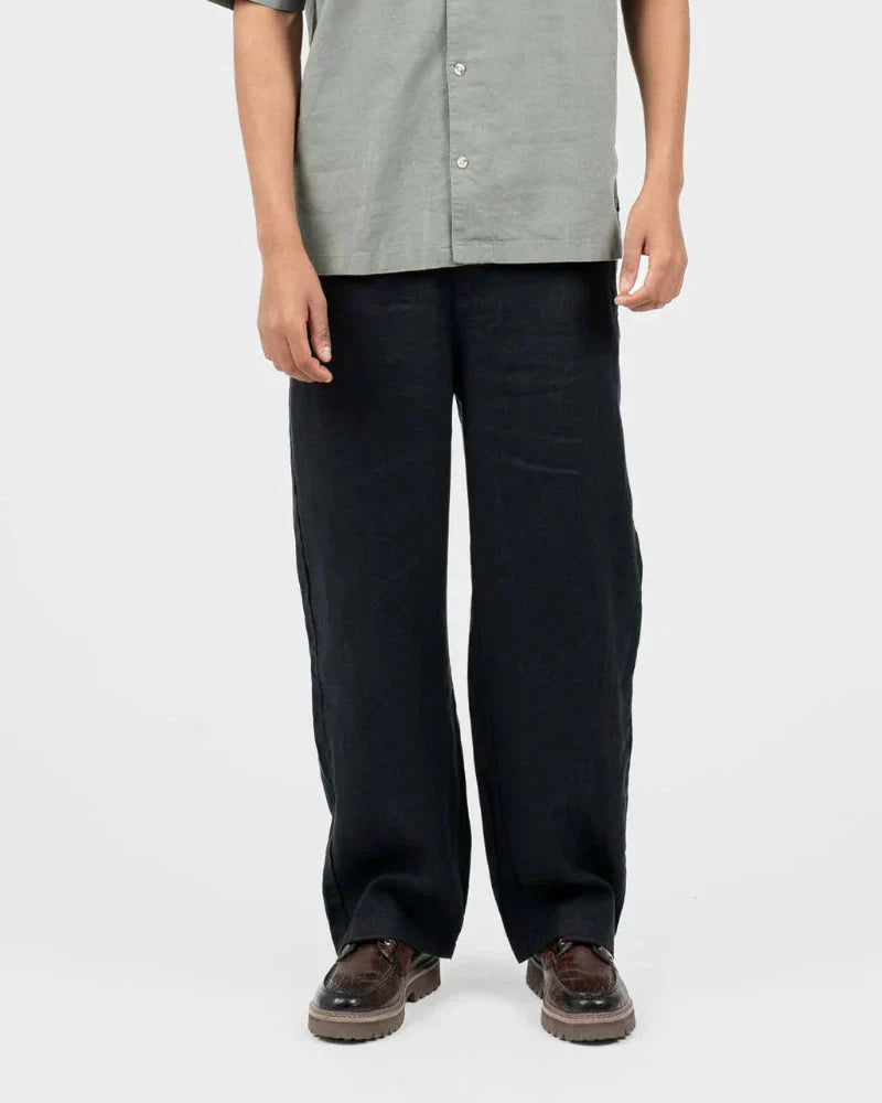 Black Classic Baggy Linen Pants