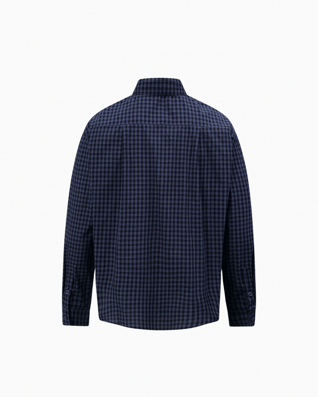 Navy Check Button‑Down Shirt